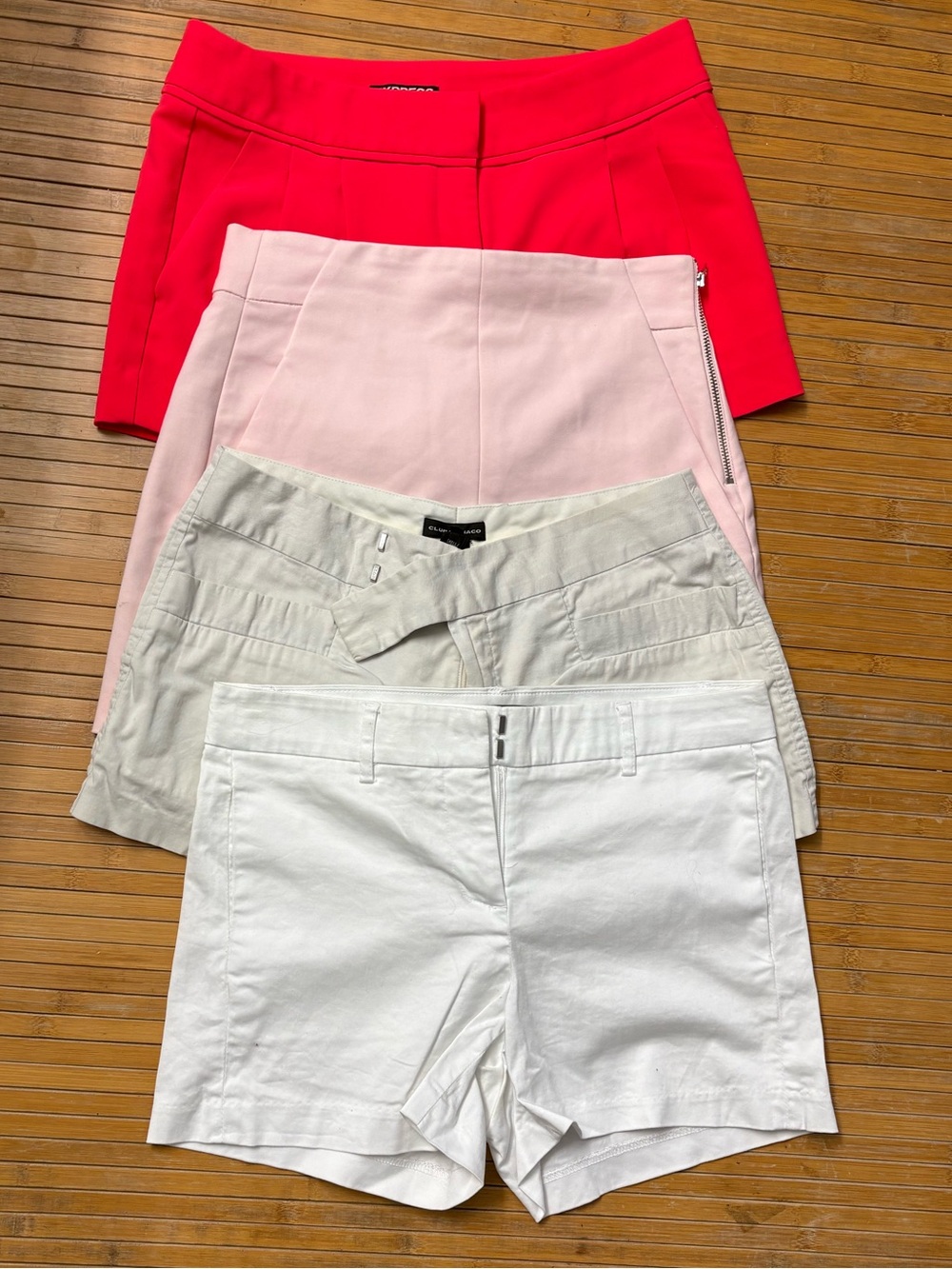 Club Monaco Women’s Shorts Set — Red, Pink, Cream, White